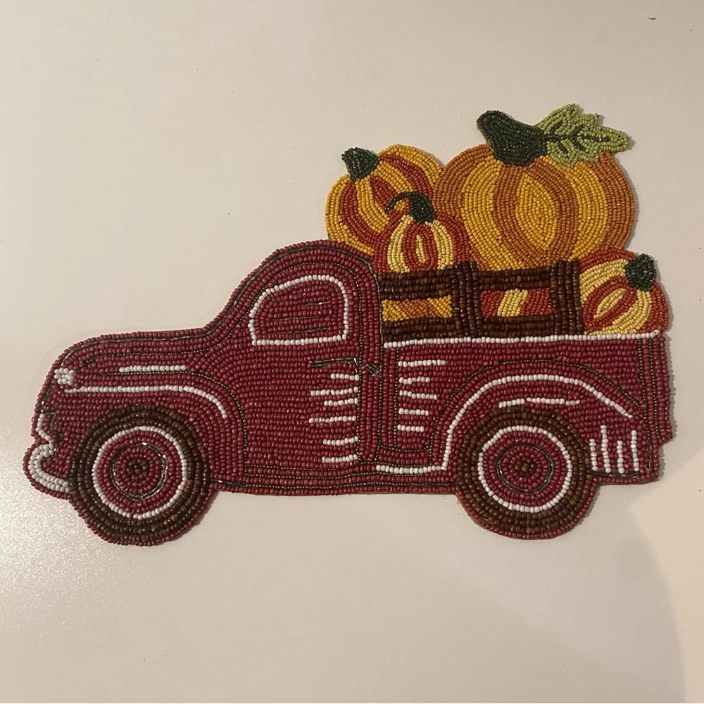 Pier 1 Fall Truck Of Pumpkins Placemat 12”x17.5”